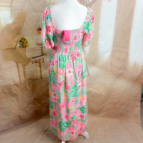 NEW Lilly Pulitzer Smocked Midi Dress Journey to the Jungle - Picture 8 of 12